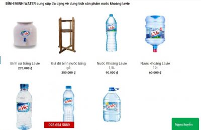 Có đầy đủ tất cả các sản phẩm nước khoáng Lavie