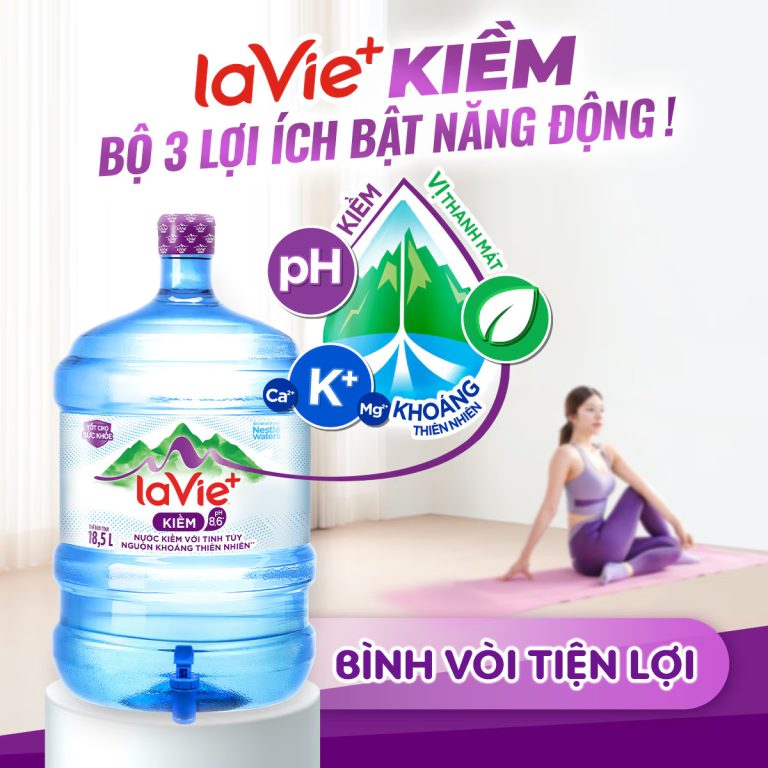 Bình nước lavie ion kiềm có vòi